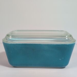 Pyrex 1950s Refrigerator Dish Turquoise With Lid